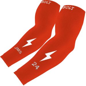 Personalized BRUCE BOLT Graduated Compression Premium Arm Sleeve - CALIENTE RED
