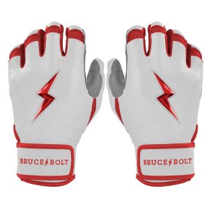 PREMIUM PRO CHROME Series Short Cuff Batting Gloves - Red